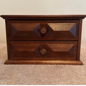 Vintage London Leather 1970’s Musical Wood Jewelry Box